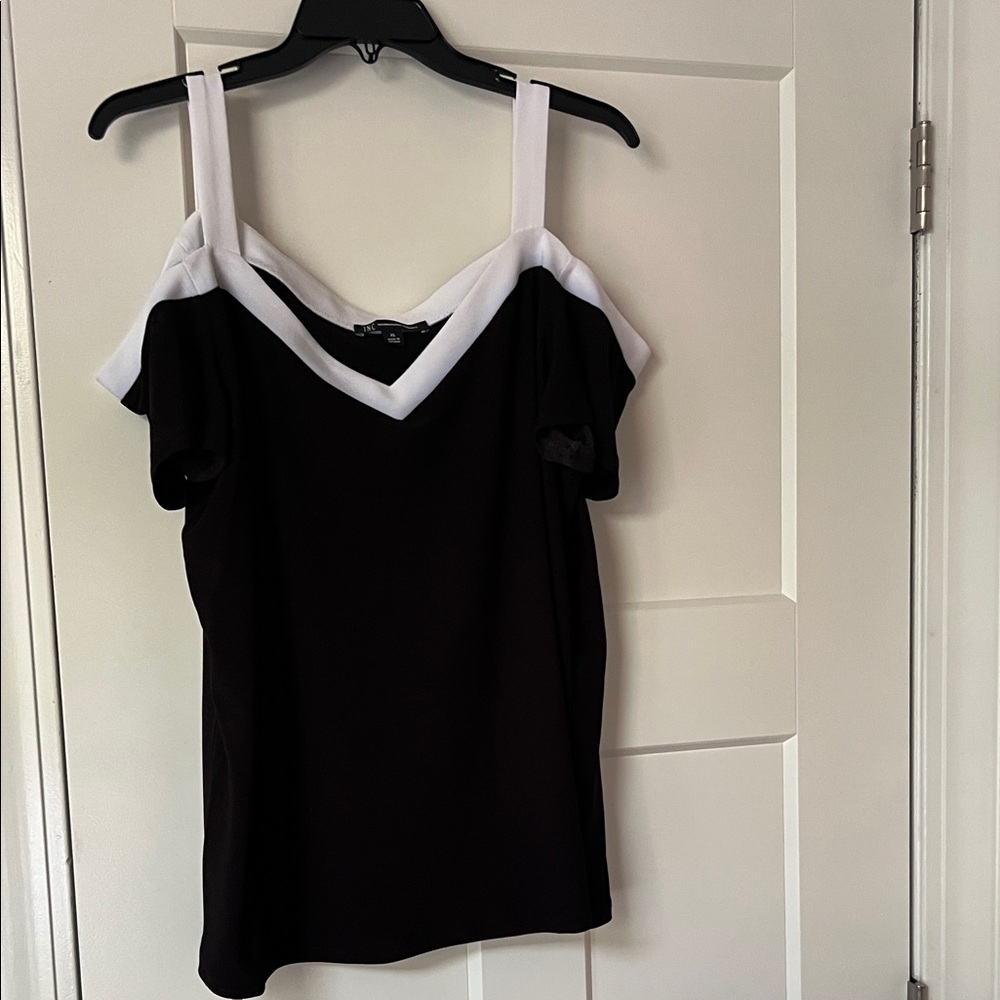 INC International Concepts Black and White Blouse
